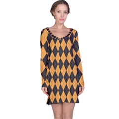 Plaid Triangle Line Wave Chevron Yellow Red Blue Orange Black Beauty Argyle Long Sleeve Nightdress by Alisyart