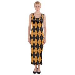 Plaid Triangle Line Wave Chevron Yellow Red Blue Orange Black Beauty Argyle Fitted Maxi Dress by Alisyart