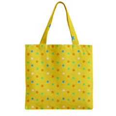 Star Rainbow Coror Purple Gold White Blue Yellow Zipper Grocery Tote Bag