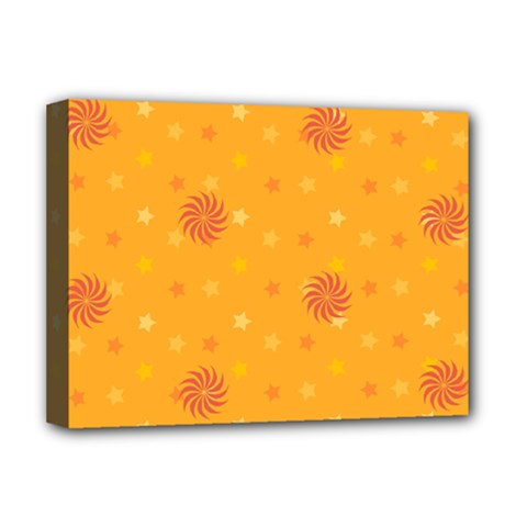 Star White Fan Orange Gold Deluxe Canvas 16  X 12  