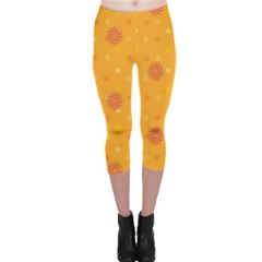 Star White Fan Orange Gold Capri Leggings  by Alisyart