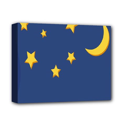 Starry Star Night Moon Blue Sky Light Yellow Deluxe Canvas 14  X 11 