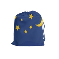 Starry Star Night Moon Blue Sky Light Yellow Drawstring Pouches (large) 