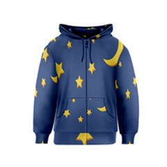 Starry Star Night Moon Blue Sky Light Yellow Kids  Zipper Hoodie