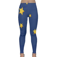 Starry Star Night Moon Blue Sky Light Yellow Classic Yoga Leggings by Alisyart