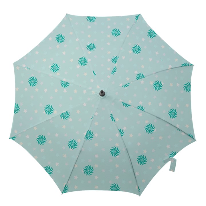 Star White Fan Blue Hook Handle Umbrellas (Medium)