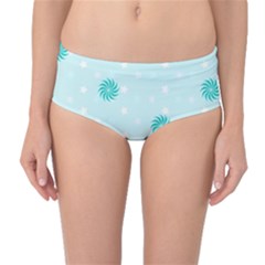 Star White Fan Blue Mid-waist Bikini Bottoms by Alisyart