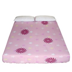 Star White Fan Pink Fitted Sheet (california King Size)