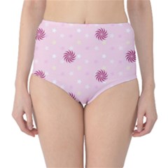 Star White Fan Pink High-waist Bikini Bottoms