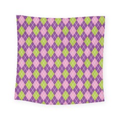 Plaid Triangle Line Wave Chevron Green Purple Grey Beauty Argyle Square Tapestry (small) by Alisyart