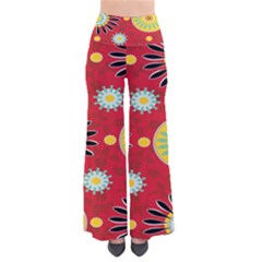 Sunflower Floral Red Yellow Black Circle Pants by Alisyart