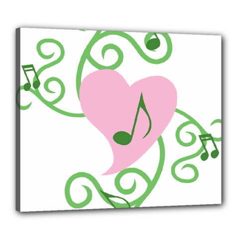 Sweetie Belle s Love Heart Music Note Leaf Green Pink Canvas 24  X 20 