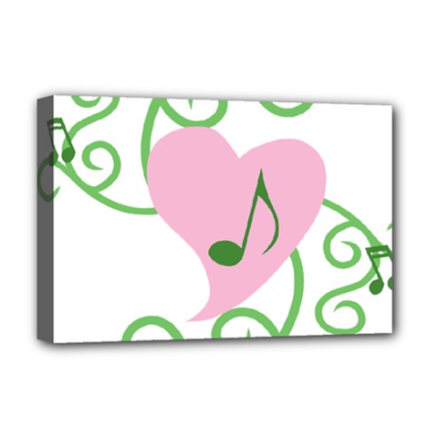 Sweetie Belle s Love Heart Music Note Leaf Green Pink Deluxe Canvas 18  X 12   by Alisyart