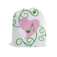 Sweetie Belle s Love Heart Music Note Leaf Green Pink Drawstring Pouches (extra Large) by Alisyart