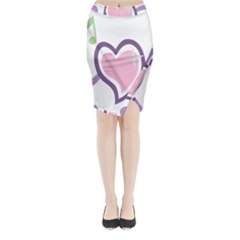 Sweetie Belle s Love Heart Star Music Note Green Pink Purple Midi Wrap Pencil Skirt