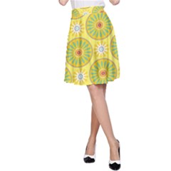 Sunflower Floral Yellow Blue Circle A-line Skirt by Alisyart