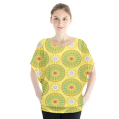 Sunflower Floral Yellow Blue Circle Blouse