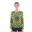 Sunflower Flower Floral Pink Yellow Green Women s Long Sleeve Tee View1