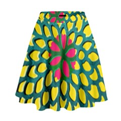 Sunflower Flower Floral Pink Yellow Green High Waist Skirt