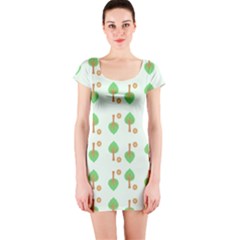 Tree Circle Green Yellow Grey Short Sleeve Bodycon Dress by Alisyart