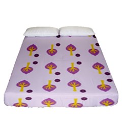 Tree Circle Purple Yellow Fitted Sheet (queen Size) by Alisyart