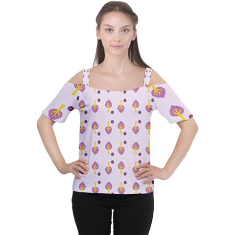 Tree Circle Purple Yellow Women s Cutout Shoulder Tee by Alisyart