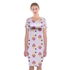 Tree Circle Purple Yellow Classic Short Sleeve Midi Dress