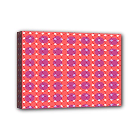 Roll Circle Plaid Triangle Red Pink White Wave Chevron Mini Canvas 7  X 5  by Alisyart