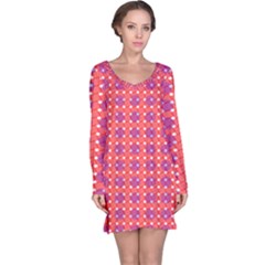 Roll Circle Plaid Triangle Red Pink White Wave Chevron Long Sleeve Nightdress