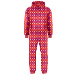 Roll Circle Plaid Triangle Red Pink White Wave Chevron Hooded Jumpsuit (men) 