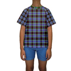 Tartan Fabrik Plaid Color Rainbow Triangle Kids  Short Sleeve Swimwear by Alisyart