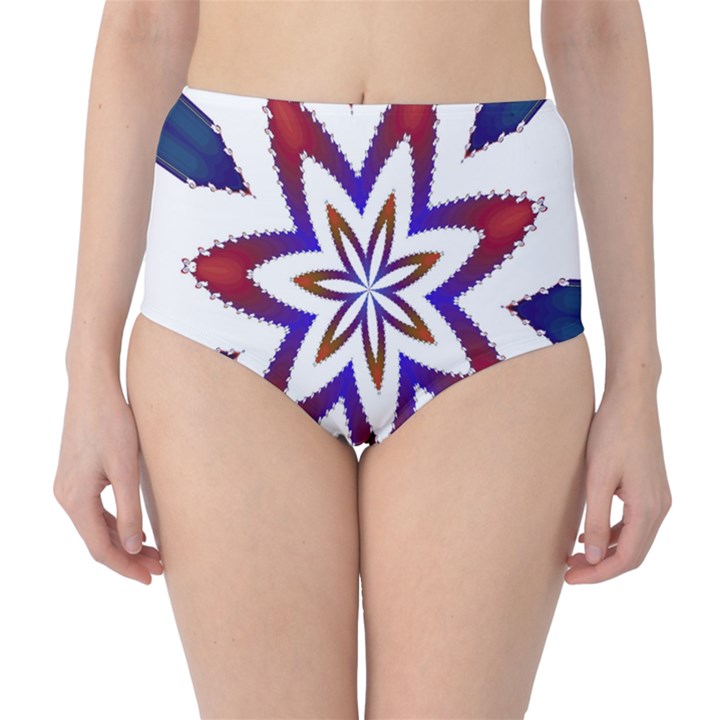 Fractal Flower High-Waist Bikini Bottoms