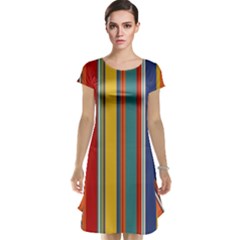 Stripes Background Colorful Cap Sleeve Nightdress