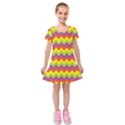 Colorful Zigzag Stripes Background Kids  Short Sleeve Velvet Dress View1