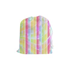 Abstract Stripes Colorful Background Drawstring Pouches (medium)  by Simbadda