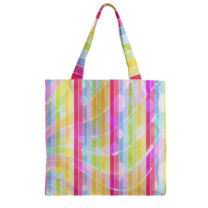 Abstract Stripes Colorful Background Zipper Grocery Tote Bag