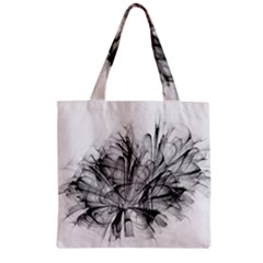 Fractal Black Flower Zipper Grocery Tote Bag by Simbadda