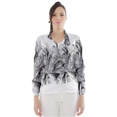 Fractal Black Flower Wind Breaker (women) by Simbadda