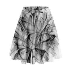 Fractal Black Flower High Waist Skirt by Simbadda