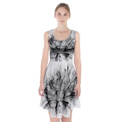 Fractal Black Flower Racerback Midi Dress by Simbadda