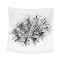 Fractal Black Flower Square Tapestry (small) by Simbadda