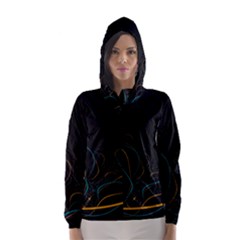 Fractal Lines Hooded Wind Breaker (women) by Simbadda