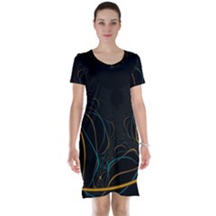 Fractal Lines Short Sleeve Nightdress by Simbadda