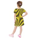 Yellow Fractal Kids  Short Sleeve Velvet Dress View2