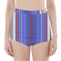 Colorful Stripes High-Waisted Bikini Bottoms