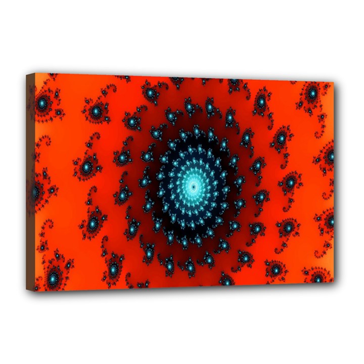 Red Fractal Spiral Canvas 18  x 12 