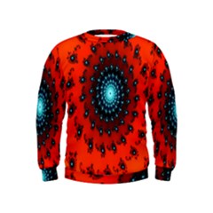 Red Fractal Spiral Kids  Sweatshirt by Simbadda
