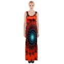 Red Fractal Spiral Maxi Thigh Split Dress View1