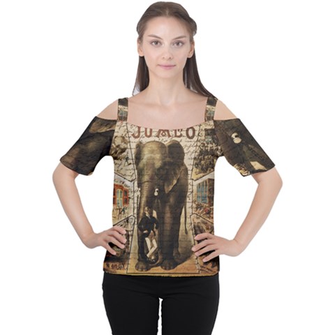 Vintage Circus  Women s Cutout Shoulder Tee by Valentinaart