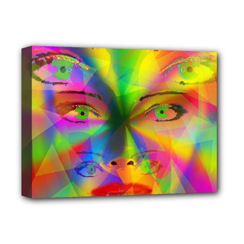 Rainbow Girl Deluxe Canvas 16  X 12   by Valentinaart